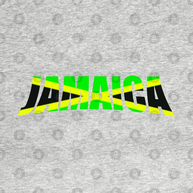 Jamaican flag in black green and gold inside the word Jamaica by Artonmytee